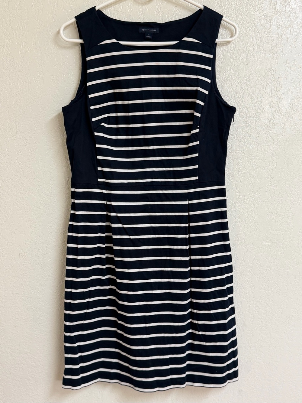 Tommy Hilfiger Navy and White Striped Sleeveless Dress
